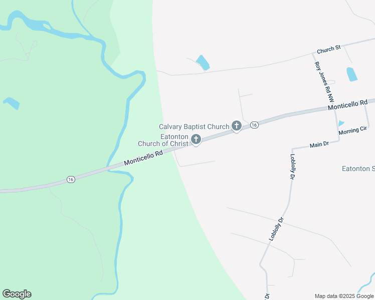 map of restaurants, bars, coffee shops, grocery stores, and more near 873 Monticello Road in Eatonton