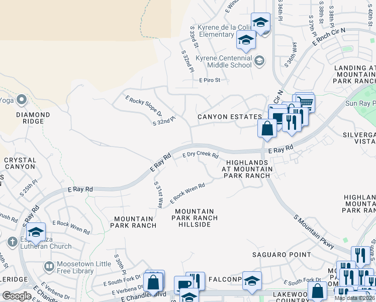 map of restaurants, bars, coffee shops, grocery stores, and more near 14602 South 33rd Street in Phoenix
