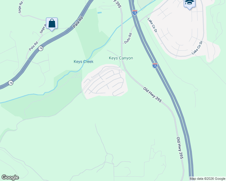 map of restaurants, bars, coffee shops, grocery stores, and more near Vía San Alberto in Bonsall
