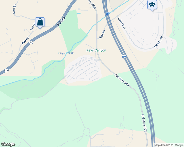 map of restaurants, bars, coffee shops, grocery stores, and more near 4650 Dulin Road in Fallbrook