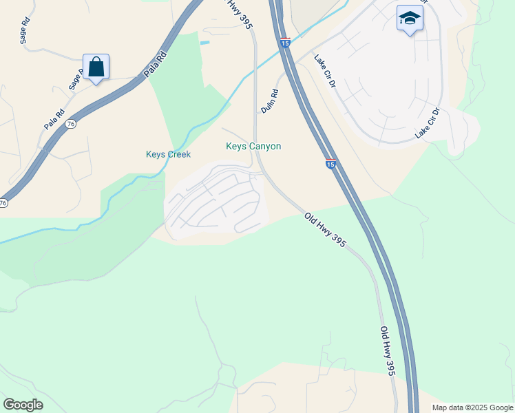 map of restaurants, bars, coffee shops, grocery stores, and more near Vía San Alberto in Bonsall