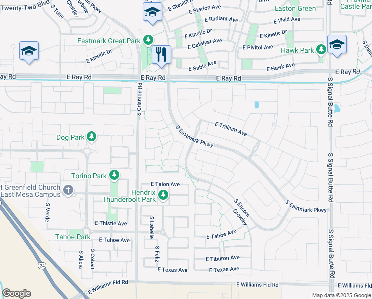 map of restaurants, bars, coffee shops, grocery stores, and more near 5435 South Wesley in Mesa