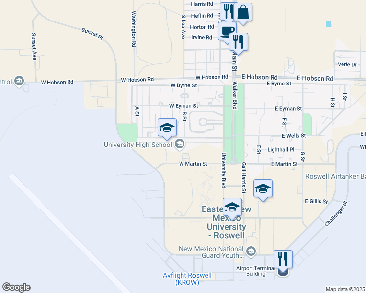 map of restaurants, bars, coffee shops, grocery stores, and more near 1 West Wells Street in Roswell