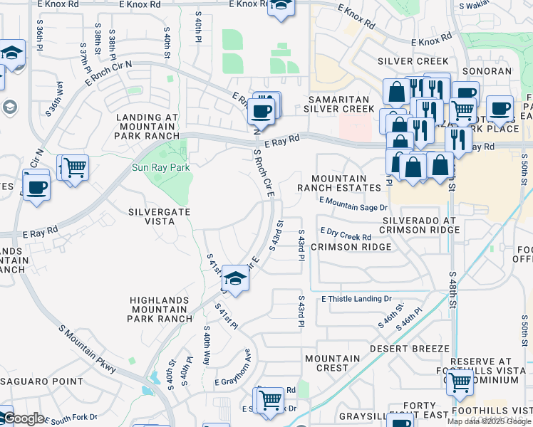 map of restaurants, bars, coffee shops, grocery stores, and more near 14413 South Cholla Canyon Drive in Phoenix