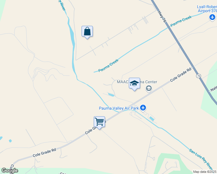 map of restaurants, bars, coffee shops, grocery stores, and more near 15406 Happy Hollow in Pauma Valley