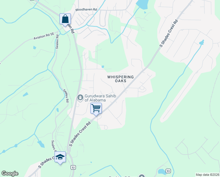 map of restaurants, bars, coffee shops, grocery stores, and more near 1914 Shady Woods Drive in Hoover
