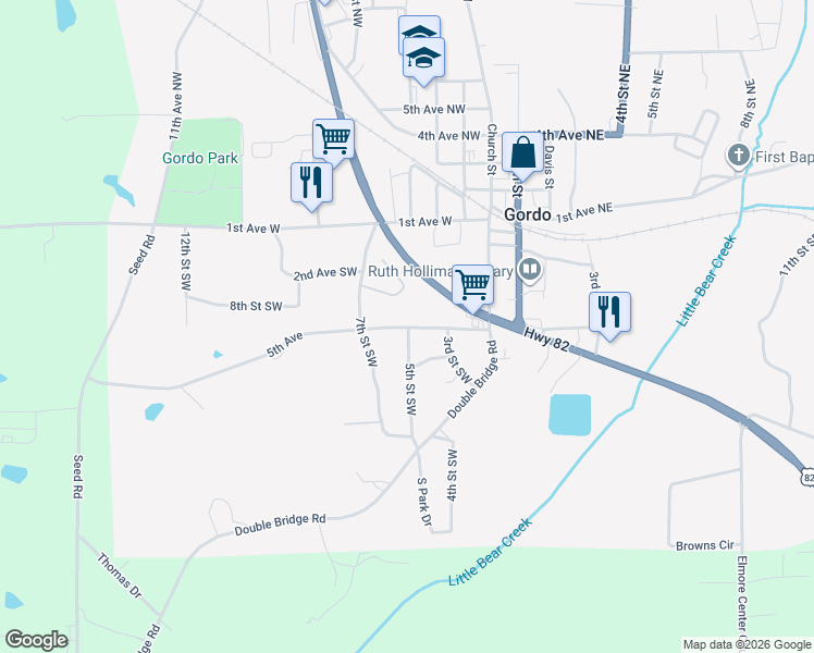 map of restaurants, bars, coffee shops, grocery stores, and more near 512 5th Avenue in Gordo