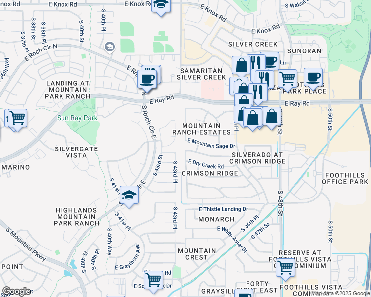 map of restaurants, bars, coffee shops, grocery stores, and more near 4402 East Desert Wind Drive in Phoenix