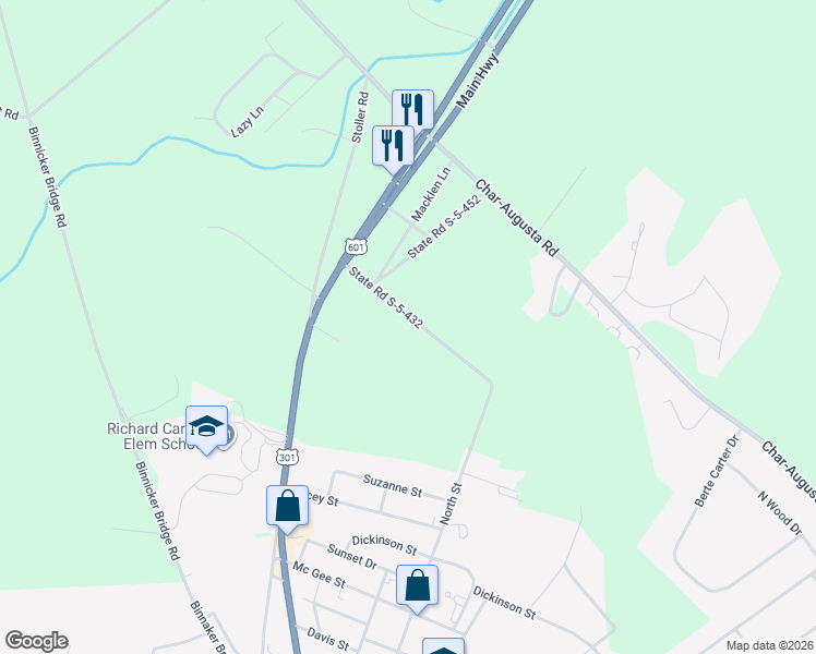 map of restaurants, bars, coffee shops, grocery stores, and more near 247 State Road S-5-432 in Bamberg