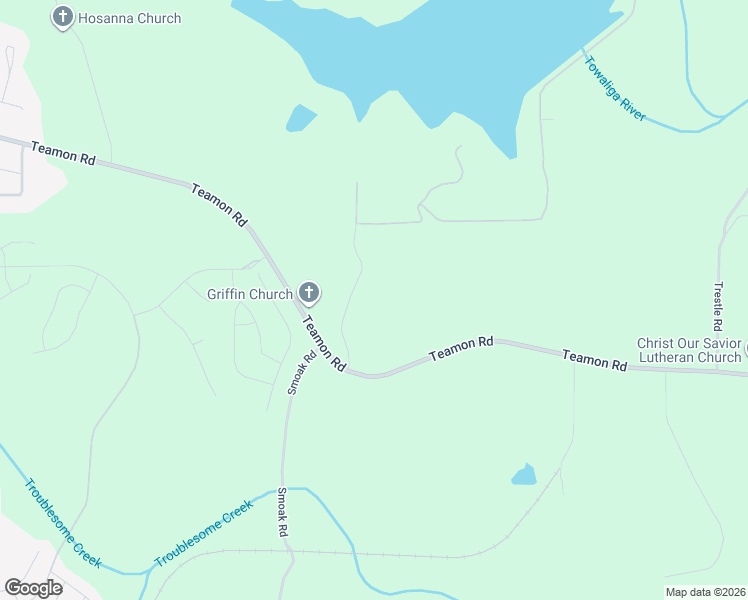 map of restaurants, bars, coffee shops, grocery stores, and more near 62 Smoak Field Road in Griffin