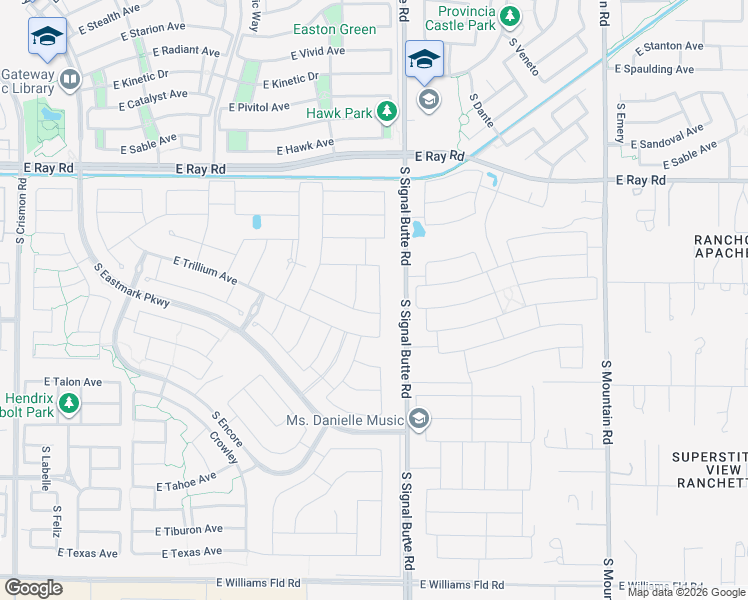 map of restaurants, bars, coffee shops, grocery stores, and more near 10820 East Topaz Avenue in Mesa