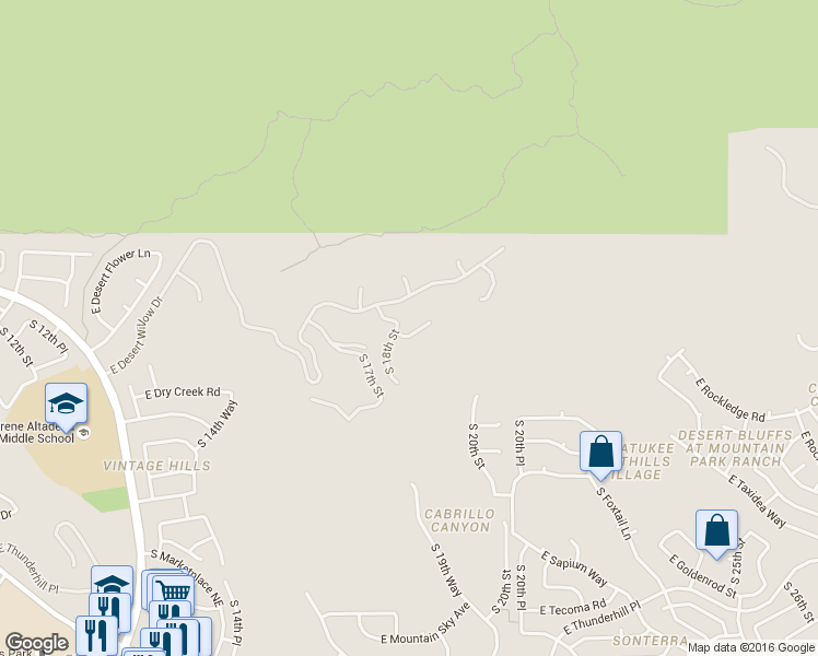map of restaurants, bars, coffee shops, grocery stores, and more near 1820 East Rocky Slope Drive in Phoenix
