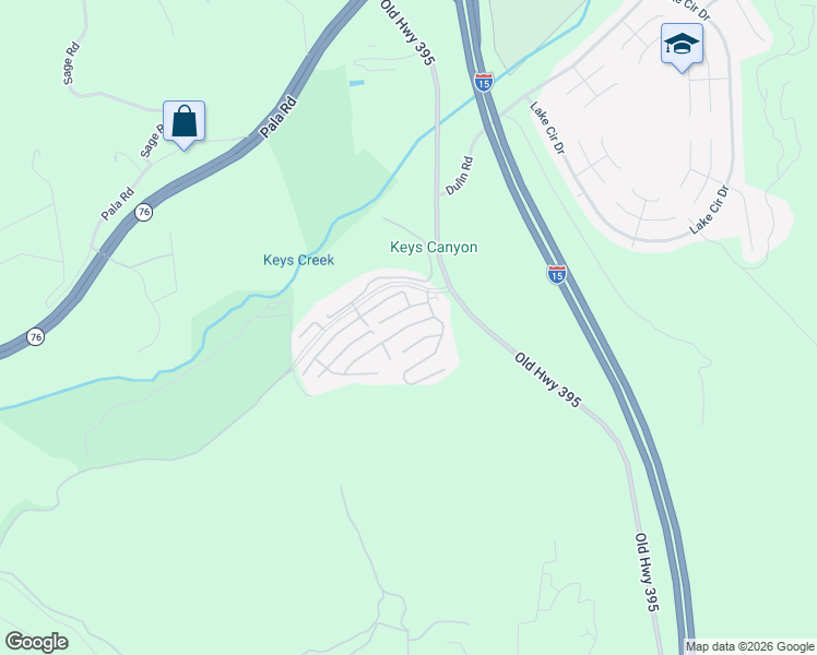 map of restaurants, bars, coffee shops, grocery stores, and more near Vía San Juan in San Diego County