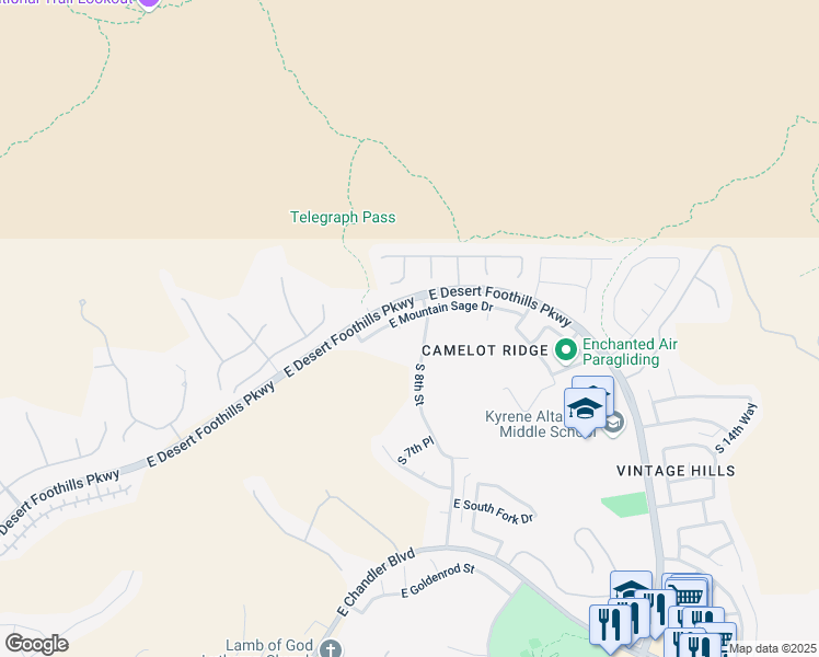 map of restaurants, bars, coffee shops, grocery stores, and more near 745 East Mountain Sage Drive in Phoenix