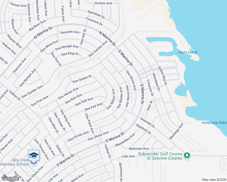 map of restaurants, bars, coffee shops, grocery stores, and more near Sea Manor Avenue in Salton City