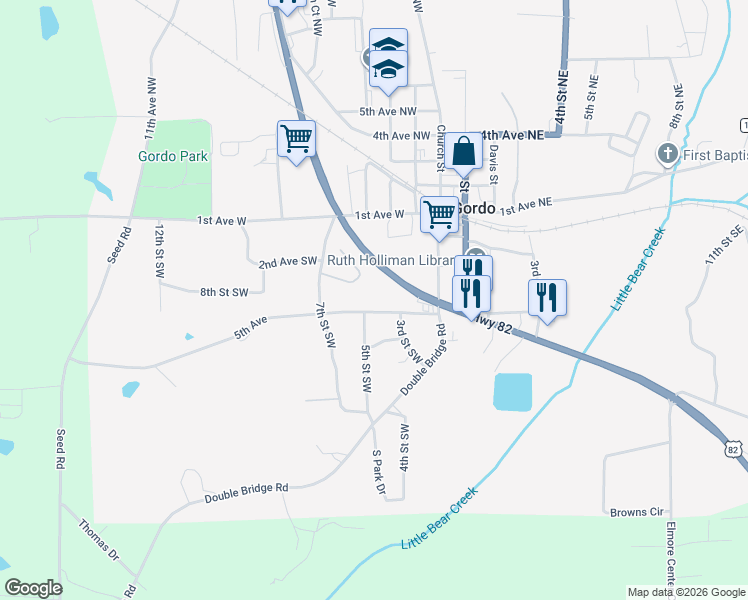 map of restaurants, bars, coffee shops, grocery stores, and more near 512 5th Avenue in Gordo