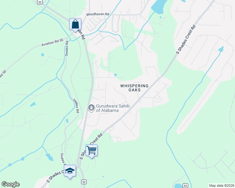 map of restaurants, bars, coffee shops, grocery stores, and more near 1914 Shady Woods Drive in Hoover
