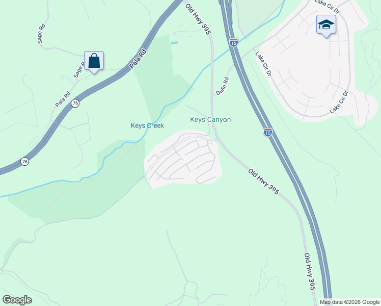 map of restaurants, bars, coffee shops, grocery stores, and more near Vía San Juan in Bonsall