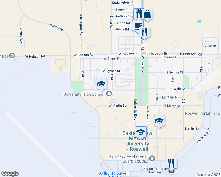 map of restaurants, bars, coffee shops, grocery stores, and more near 1-27 West Wells Street in Roswell