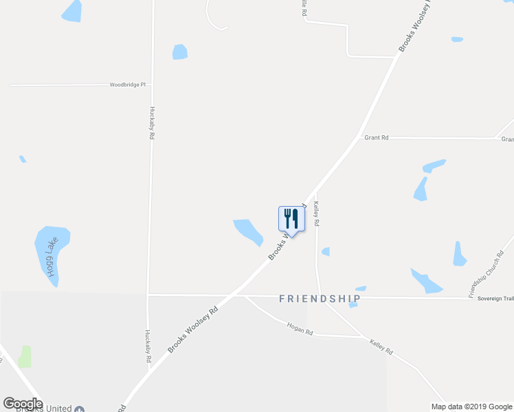 map of restaurants, bars, coffee shops, grocery stores, and more near 739 Brooks Woolsey Road in Brooks