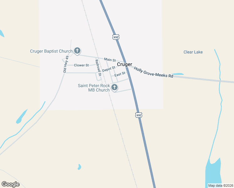 map of restaurants, bars, coffee shops, grocery stores, and more near 25 Brantley Street in Cruger