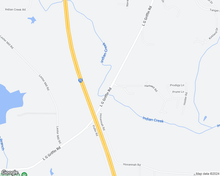 map of restaurants, bars, coffee shops, grocery stores, and more near 504 L G Griffin Road in Locust Grove