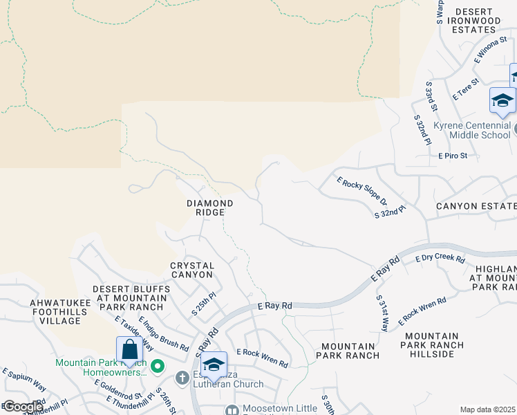 map of restaurants, bars, coffee shops, grocery stores, and more near 14205 South Canyon Drive in Phoenix