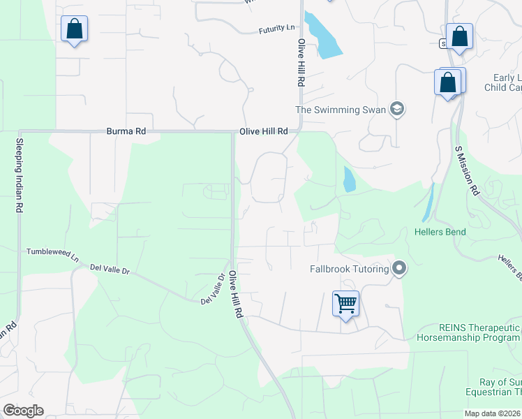 map of restaurants, bars, coffee shops, grocery stores, and more near 346 Spanish Spur in Fallbrook