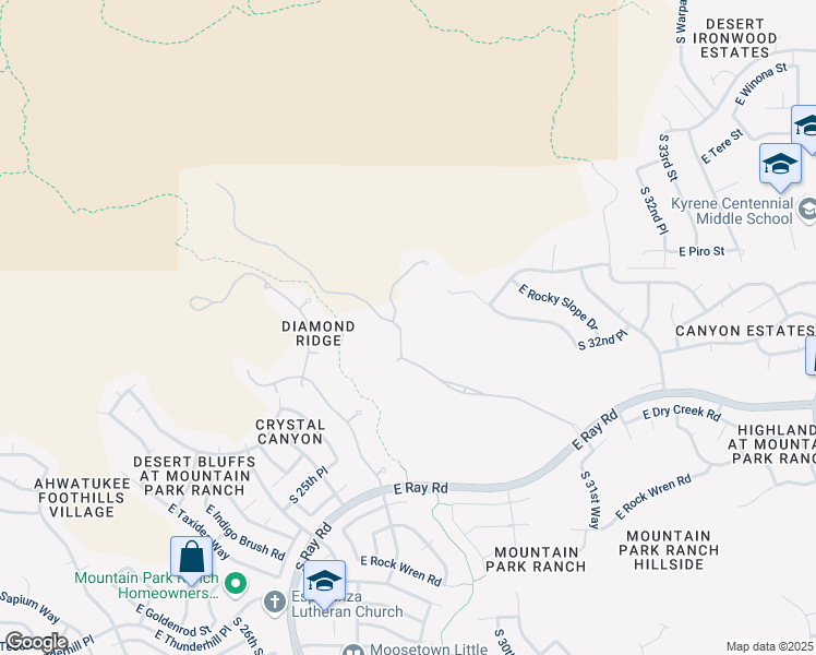map of restaurants, bars, coffee shops, grocery stores, and more near 14205 South Canyon Drive in Phoenix