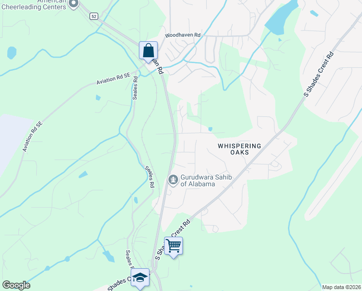 map of restaurants, bars, coffee shops, grocery stores, and more near 6612 Rice Circle in Bessemer