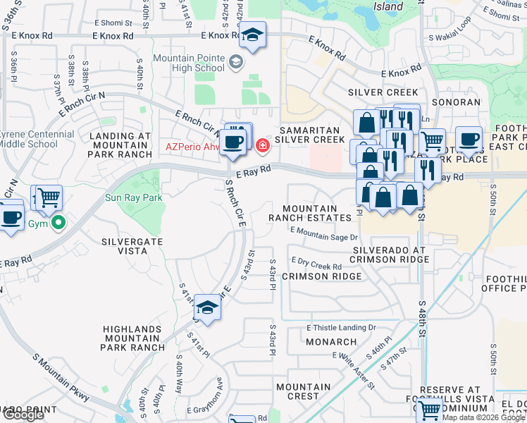 map of restaurants, bars, coffee shops, grocery stores, and more near 4319 E Rocky Slope Dr in Phoenix