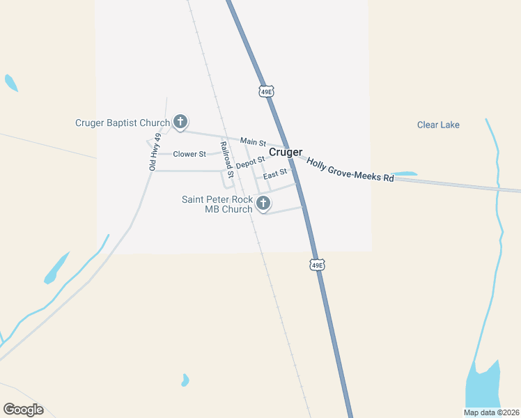 map of restaurants, bars, coffee shops, grocery stores, and more near 25 Brantley Street in Cruger