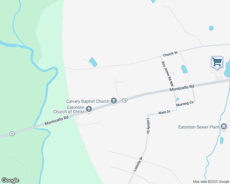 map of restaurants, bars, coffee shops, grocery stores, and more near 107 Troy Edwards Road in Eatonton