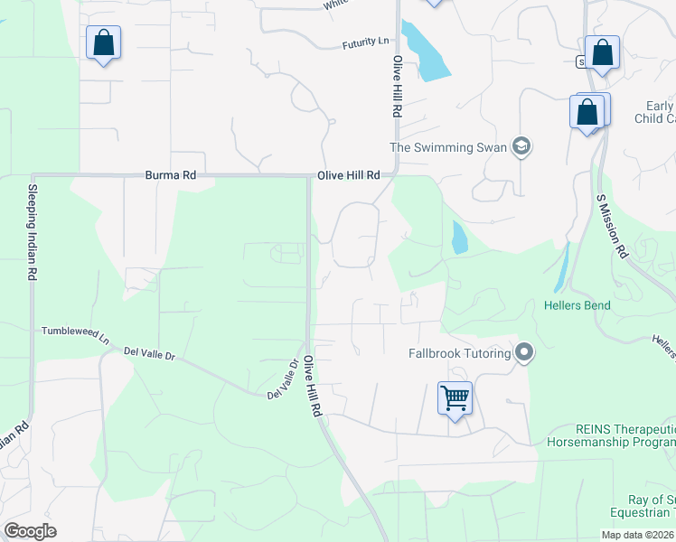 map of restaurants, bars, coffee shops, grocery stores, and more near 346 Spanish Spur in Fallbrook