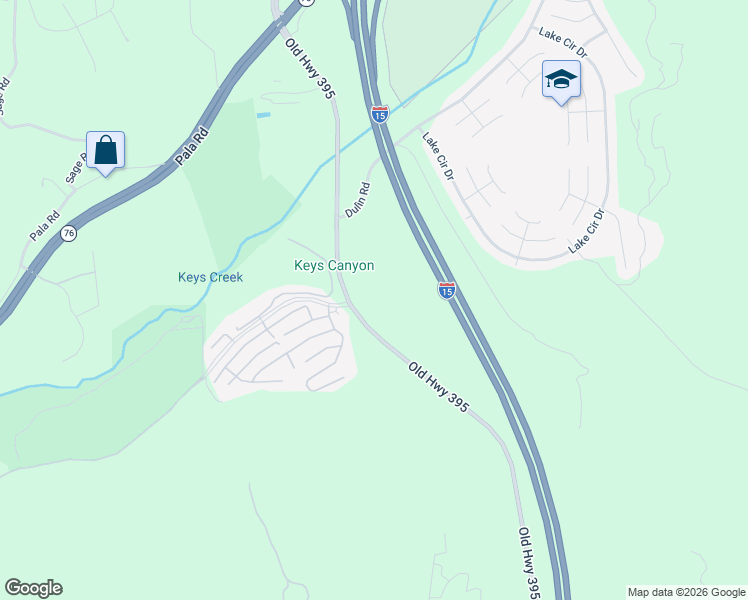 map of restaurants, bars, coffee shops, grocery stores, and more near 4687 Dulin Road in Fallbrook