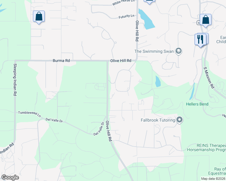 map of restaurants, bars, coffee shops, grocery stores, and more near 370 Spanish Spur in Fallbrook
