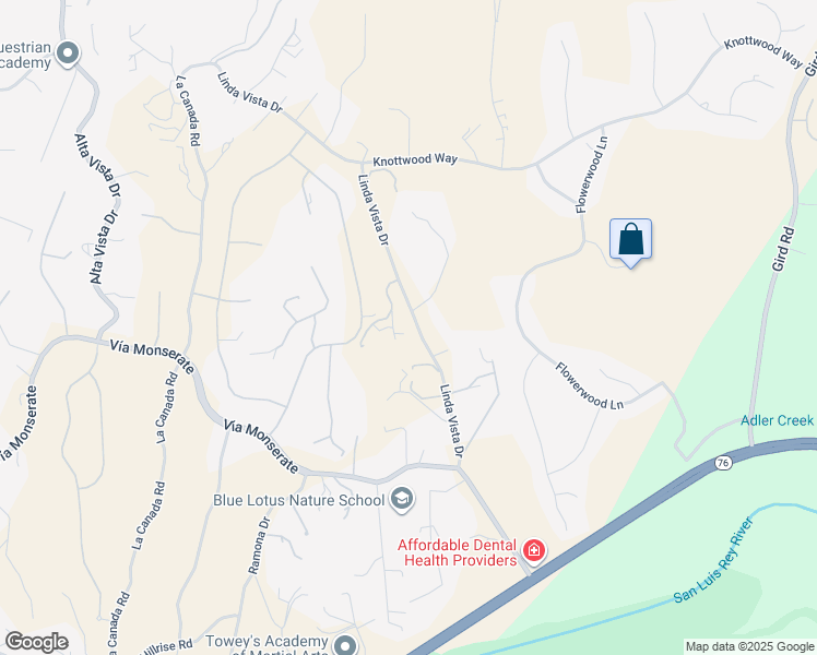 map of restaurants, bars, coffee shops, grocery stores, and more near 4073 Linda Vista Drive in Fallbrook