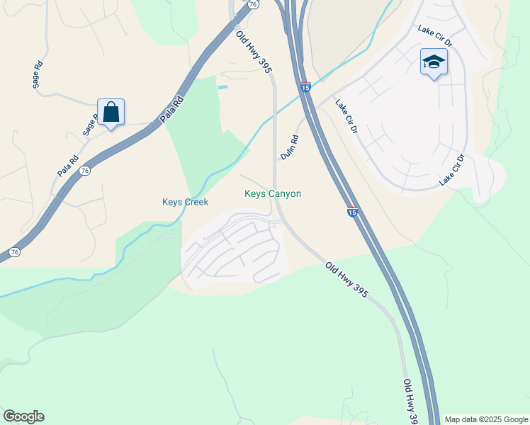map of restaurants, bars, coffee shops, grocery stores, and more near 4650 Dulin Road in Fallbrook