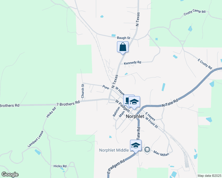 map of restaurants, bars, coffee shops, grocery stores, and more near 201 North Texas in Norphlet