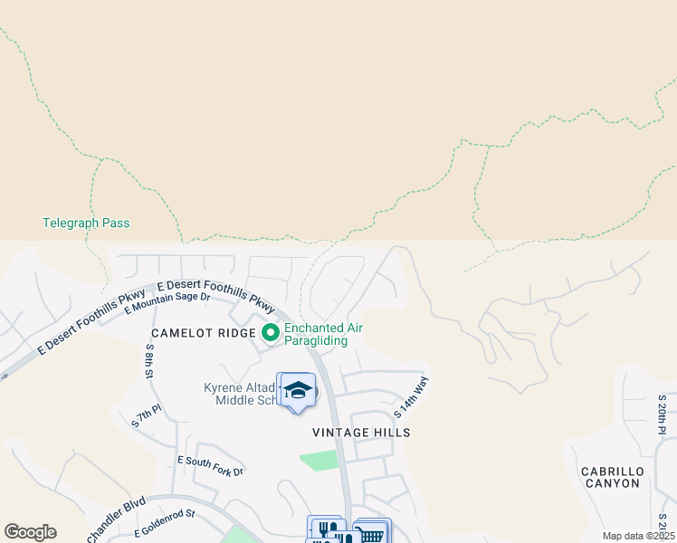 map of restaurants, bars, coffee shops, grocery stores, and more near 1361 East Desert Flower Lane in Phoenix