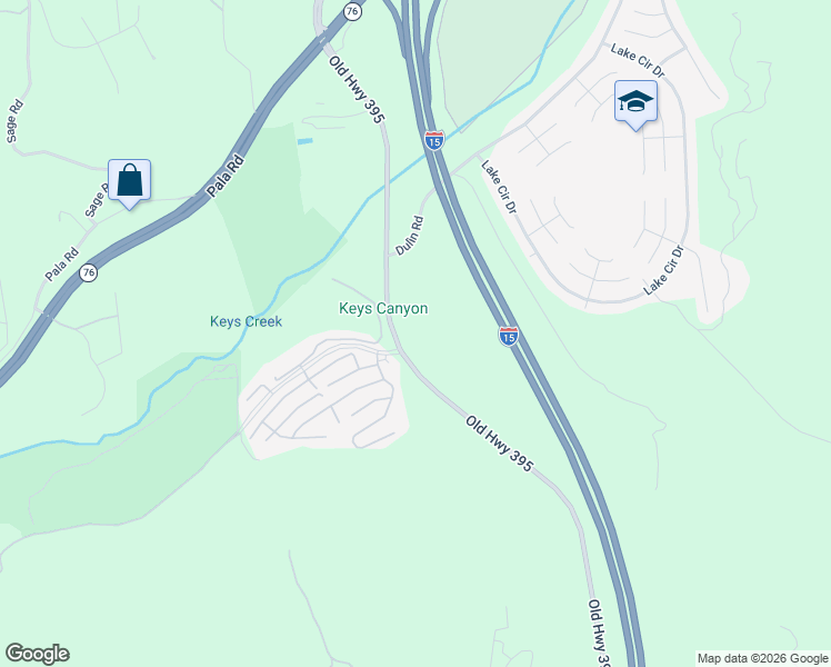 map of restaurants, bars, coffee shops, grocery stores, and more near 4687 Dulin Road in Fallbrook