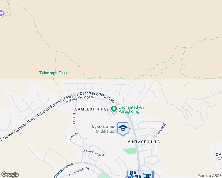 map of restaurants, bars, coffee shops, grocery stores, and more near 1215 East Squawbush Place in Phoenix