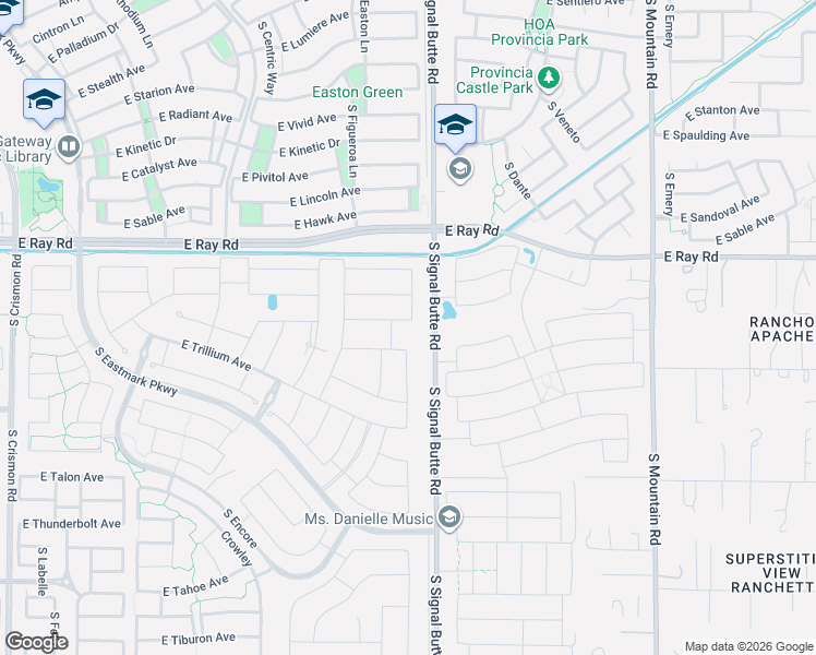 map of restaurants, bars, coffee shops, grocery stores, and more near 5345 South Del Rancho in Mesa