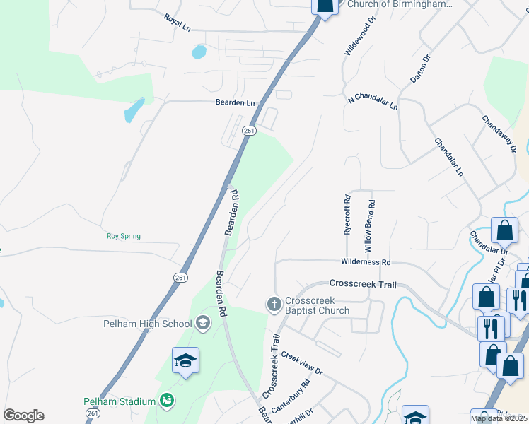 map of restaurants, bars, coffee shops, grocery stores, and more near 842 Round Hill Road in Pelham