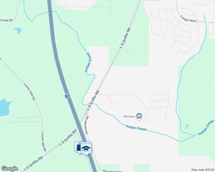 map of restaurants, bars, coffee shops, grocery stores, and more near 433-469 L G Griffin Road in Locust Grove