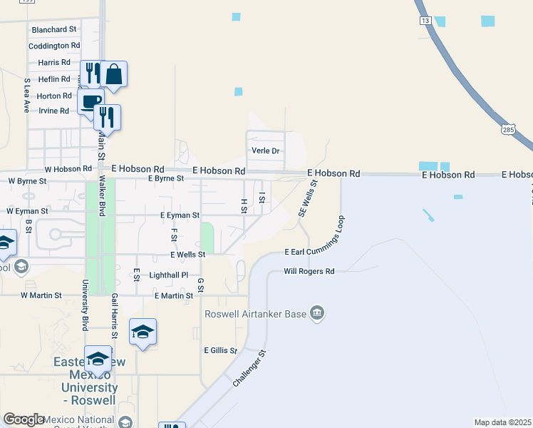 map of restaurants, bars, coffee shops, grocery stores, and more near 2-98 I Street in Roswell