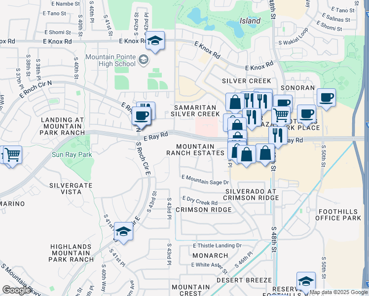 map of restaurants, bars, coffee shops, grocery stores, and more near 4402 East Desert Willow Road in Phoenix