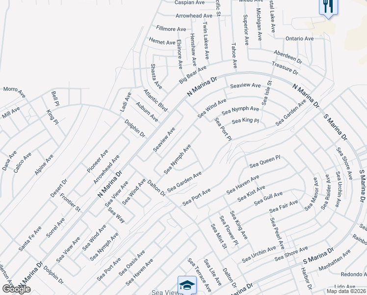 map of restaurants, bars, coffee shops, grocery stores, and more near 2651 Sea Nymph Avenue in Thermal