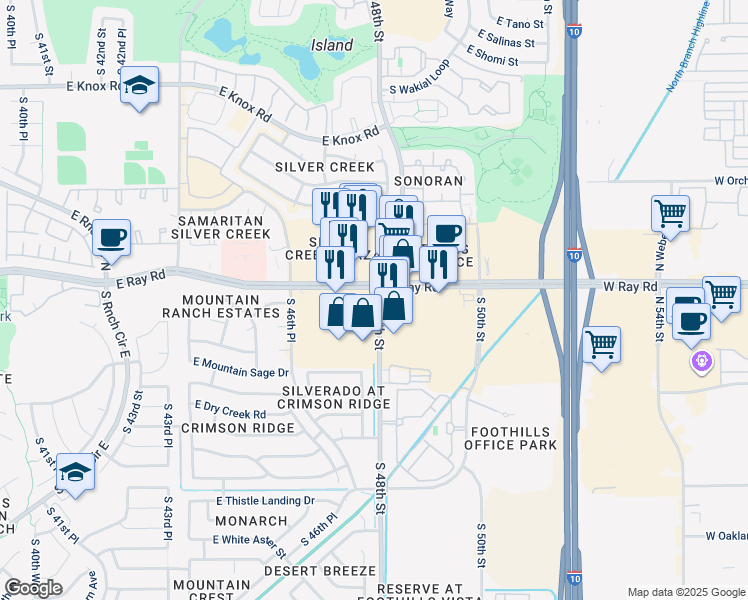 map of restaurants, bars, coffee shops, grocery stores, and more near in Phoenix