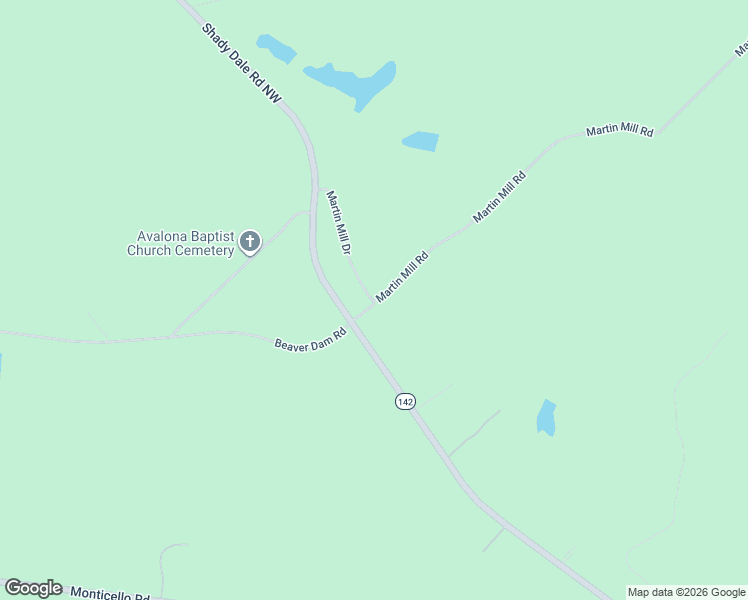 map of restaurants, bars, coffee shops, grocery stores, and more near 238 Shady Dale Road Northwest in Eatonton